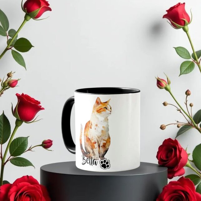 Pet's Simple Modern Cool Typography Name and Photo Mug (Creator Uploaded)