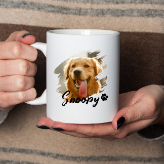 Pet's Simple Modern Cool Typography Name and Photo Mug