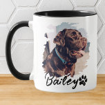 Pet's Simple Modern Cool Typography Name and Photo Mug<br><div class="desc">This simple and modern design is composed of modern simple playful script typography. Add custom pet photo.</div>