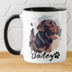 Pet's Simple Modern Cool Typography Name And Photo Mug at Zazzle