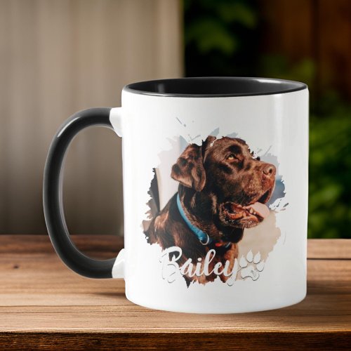 Pets Simple Modern Cool Typography Name and Photo Mug