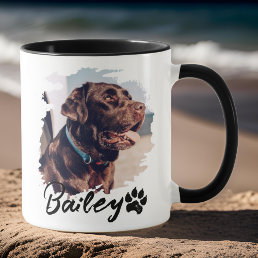 Pet&#39;s Simple Modern Cool Typography Name and Photo Mug