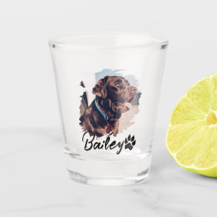 Pet's Simple Modern Cool Typography Name and Photo Shot Glass
