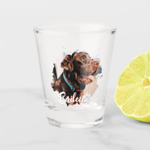 Pet's Simple Modern Cool Typography Name and Photo Shot Glass