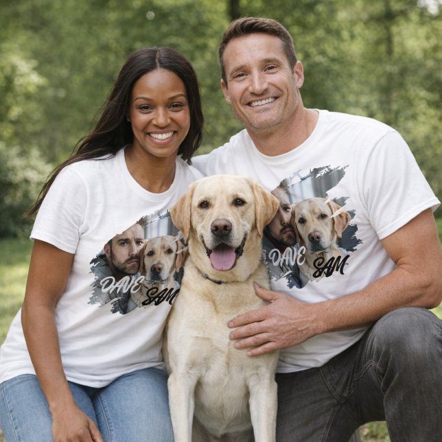Pet's Simple Modern Cool Typography Name and Photo T-Shirt (Creator Uploaded)