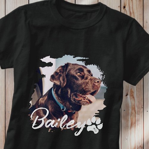 Pets Simple Modern Cool Typography Name and Photo T_Shirt