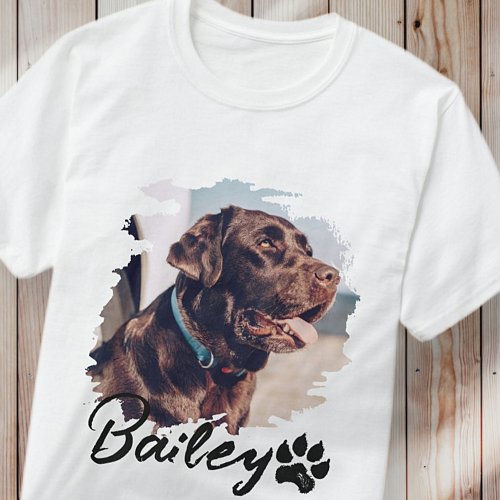 Pets Simple Modern Cool Typography Name and Photo T_Shirt