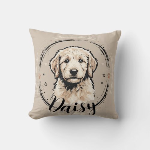 Pet's Simple Modern Cool Typography Name and Photo Throw Pillow