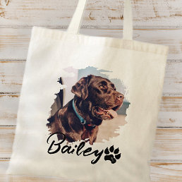 Pet&#39;s Simple Modern Cool Typography Name and Photo Tote Bag