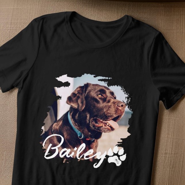 Pet's Simple Modern Cool Typography Name and Photo Tri-Blend Shirt (Creator Uploaded)