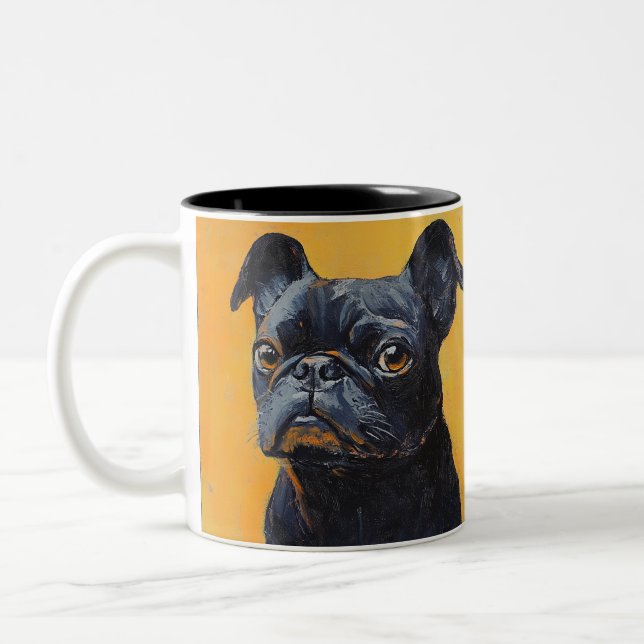 Pet's Simple Modern Cool Typography Name and Photo Two-Tone Coffee Mug (Left)
