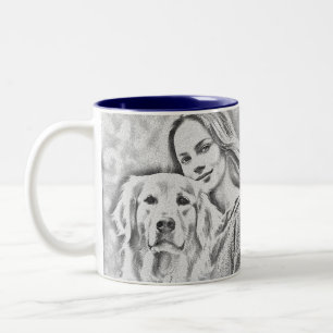 Pet's Simple Modern Cool Typography Name and Photo Two-Tone Coffee Mug