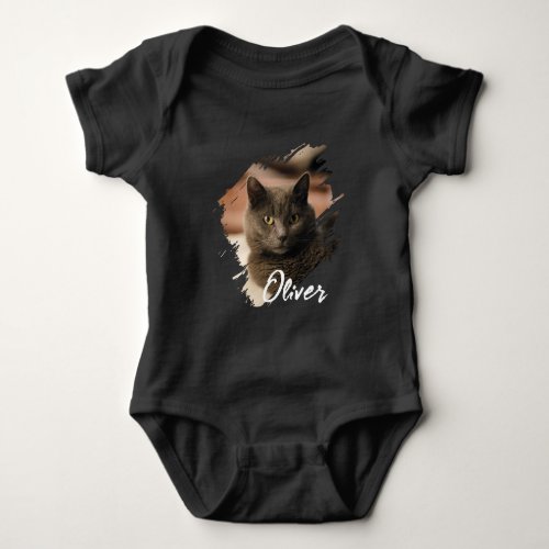 Pet's Simple Modern custom Name and photo  Baby Bodysuit