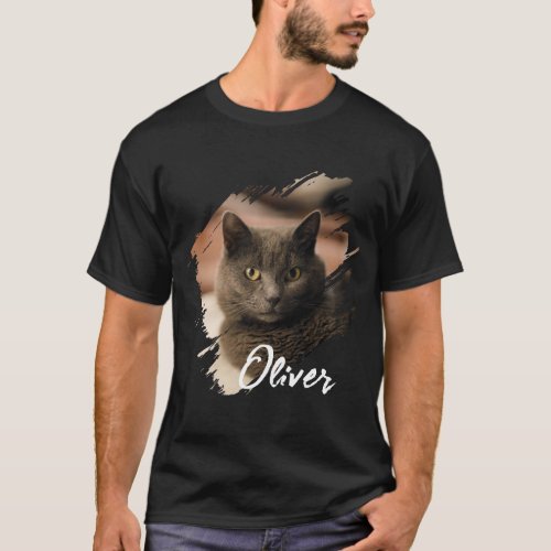 Pet's Simple Modern custom Name and photo T-Shirt