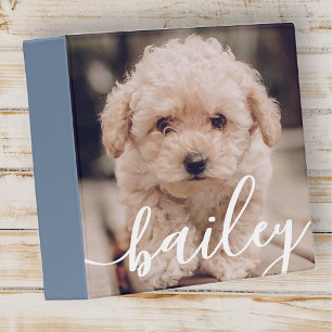 Pet's Simple Modern Elegant Chic Name and Photo 3 Ring Binder