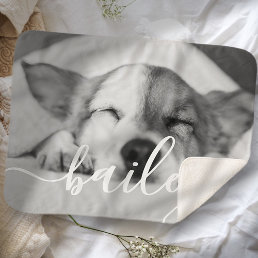 Pet&#39;s Simple Modern Elegant Chic Name and Photo Sherpa Blanket
