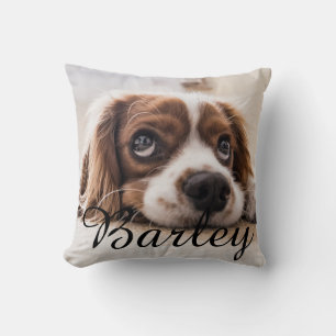 Pet's Simple Modern Elegant Chic Name and Photo  Throw Pillow