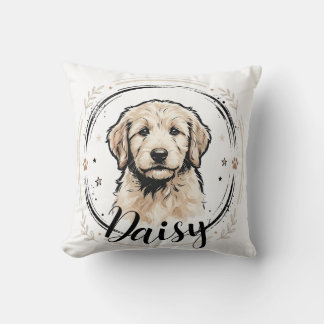 Pet's Simple Modern Elegant Chic Name and Photo Throw Pillow