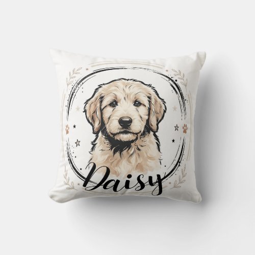 Pet's Simple Modern Elegant Chic Name and Photo  Throw Pillow