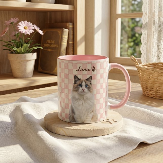 Pet's Simple Modern Name and Photo Mug (Creator Uploaded)