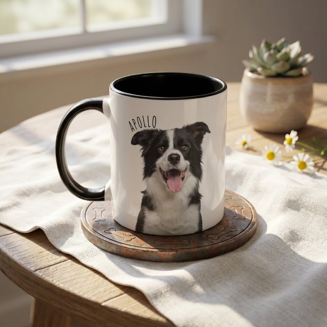 Pet's Simple Modern Name and Photo Mug (Creator Uploaded)