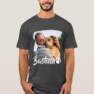 Pet's Simple Modern Typography Name and Photo T-Sh T-Shirt