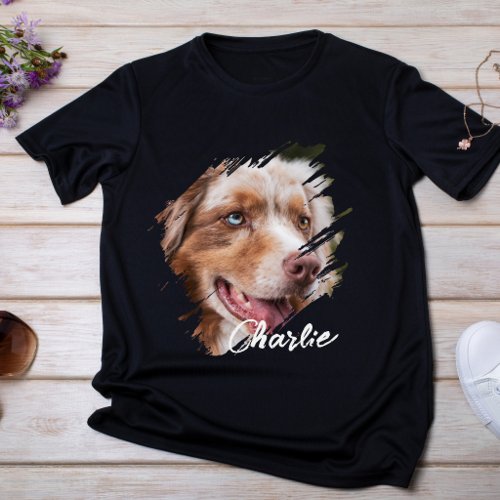 Pet's Simple Modern Typography Name and Photo T-Shirt