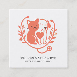 Pets Stethoscope Logo Veterinarian Appointment  Square Business Card