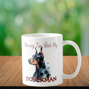 Pets Watercolor Doberman Black Personalize Coffee Mug