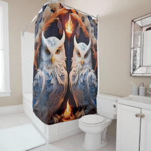 Pets & Wild Animal Portraits on a blue and red Shower Curtain