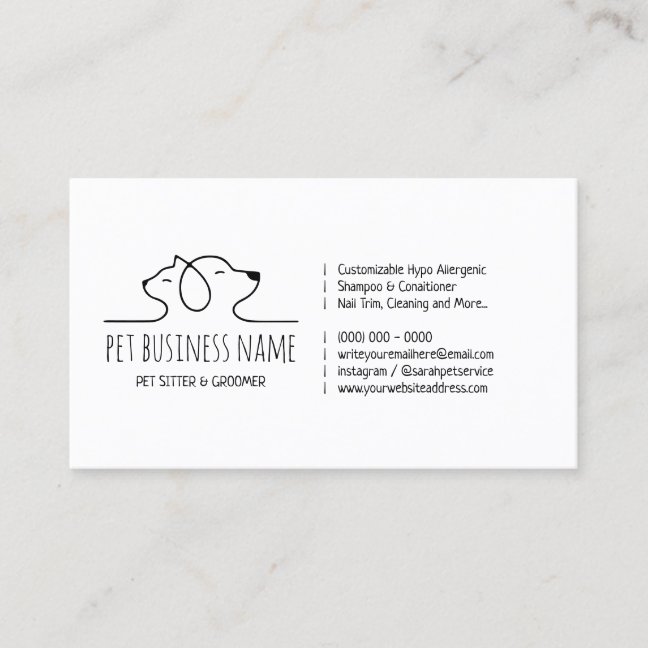 Petsitter dog and cat logo veterinary business card