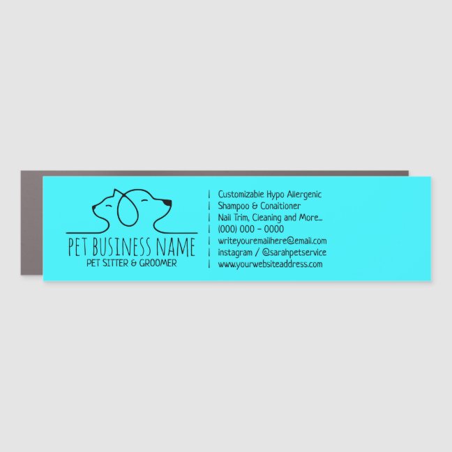 Petsitter dog Teal Blue cat logo veterinary Car Magnet
