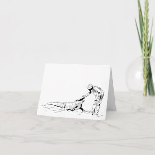 Petting an Alligator Line Art Card