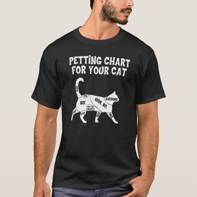 Petting Chart For Cats  Cat   Cat Owner T-Shirt (Front)