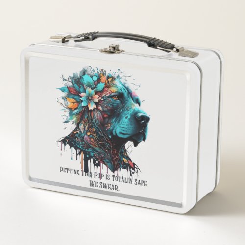Petting This Pup is Totally Safe We Swear Metal Lunch Box