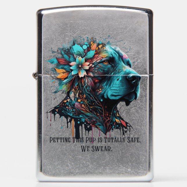Petting This Pup is Totally Safe, We Swear Zippo Lighter (Front)