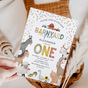 Petting Zoo 1st Birthday Party Invitation