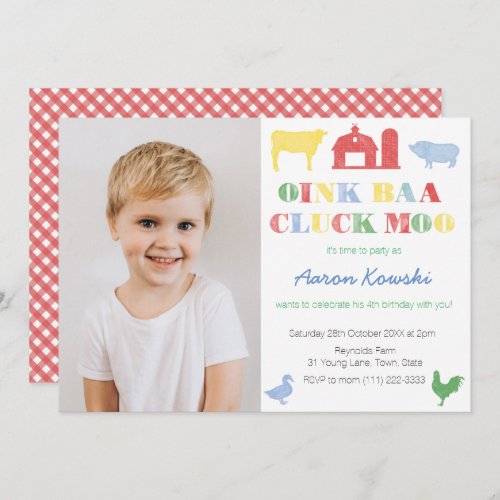 Petting Zoo Birthday Party For Boy Farm Animals Invitation