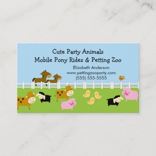Customizable Petting Zoo Business Card