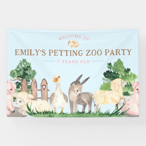 Petting Zoo Farm Animal Birthday Party Banner
