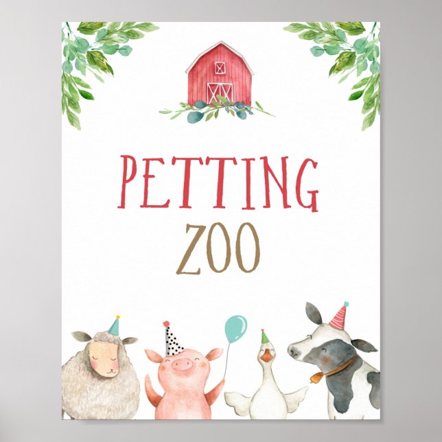 Petting Zoo Farm Animals Barnyard Boy Birthday Poster (Front)