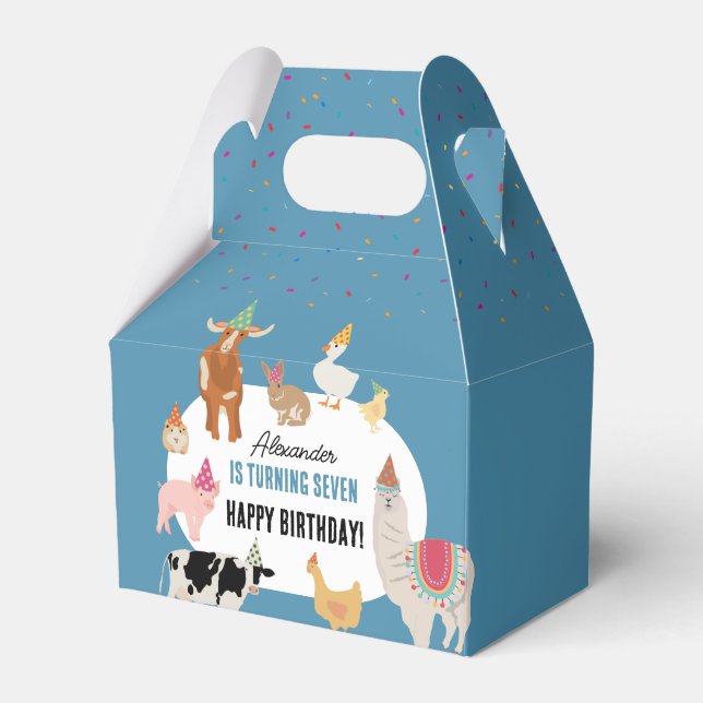 Petting Zoo Party Animals Barnyard Birthday Boy Favor Boxes (Front Side)