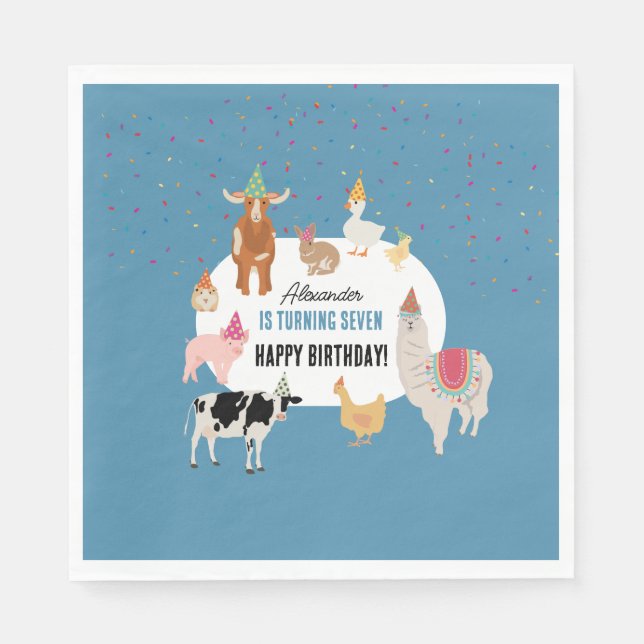 Petting Zoo Party Animals Barnyard Birthday Boy Napkins (Front)