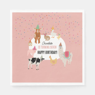 Petting Zoo Party Animals Barnyard Birthday Girl Napkins