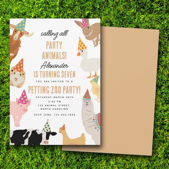 Petting Zoo Party Animals Barnyard Birthday Kids Invitation (Petting Zoo Party Animals Barnyard Birthday Kids Invitation)