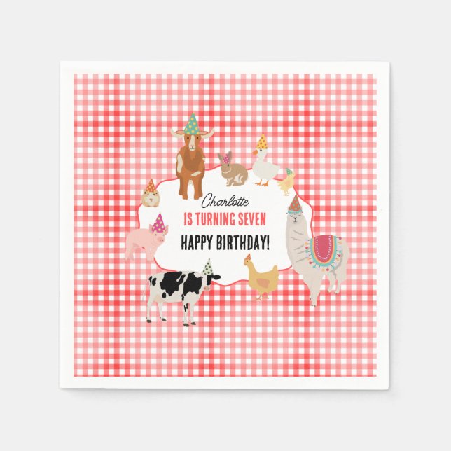 Petting Zoo Party Animals Barnyard Birthday Kids Napkins (Front)