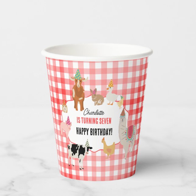 Petting Zoo Party Animals Barnyard Birthday Kids Paper Cups (Front)