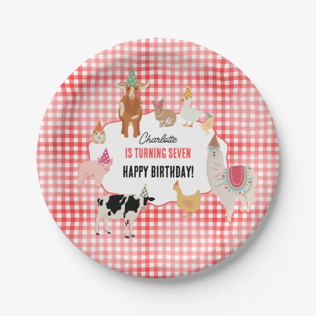 Petting Zoo Party Animals Barnyard Birthday Kids Paper Plates (Front)