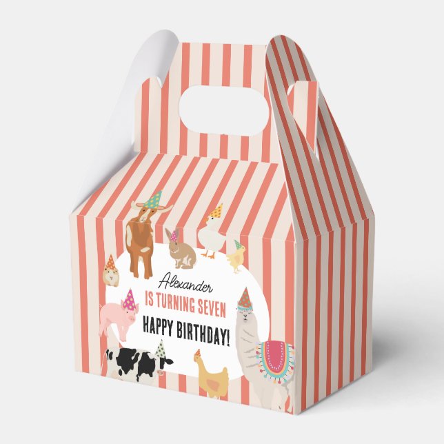 Petting Zoo Party Animals Barnyard Birthday Theme Favor Boxes (Front Side)