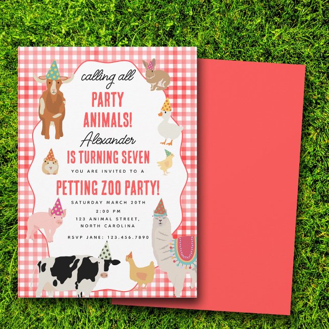 Petting Zoo Party Animals Barnyard Birthday Theme Invitation (Petting Zoo Party Animals Barnyard Birthday Theme Invitation)